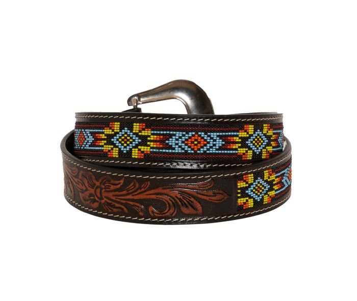 Polychrome Hand-Tooled Leather Belt