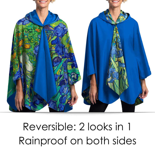 Reversible Rain Cape- van Gogh Irises