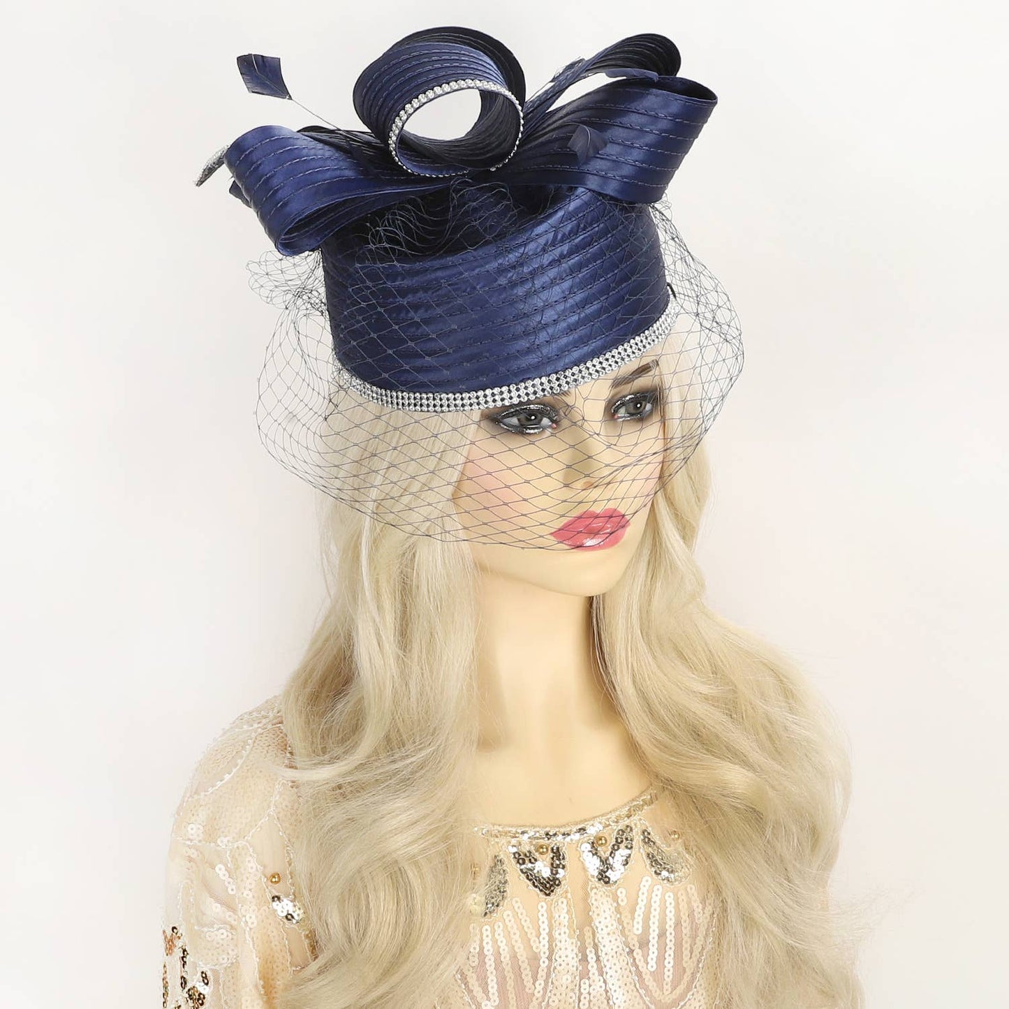 Ribbon Metallic Dressy Netted Pill Box Braid Hat